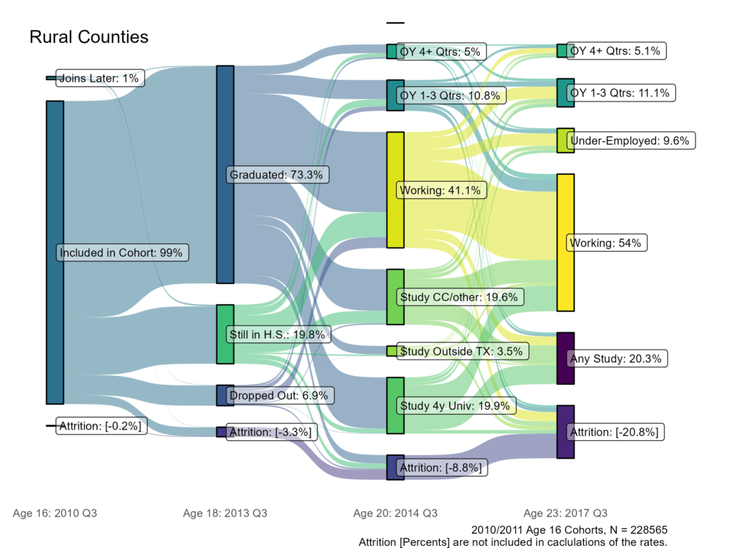 Opportunity Youth Status at Four Key Moments: Students in Rural Campuses